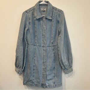 Twelve By On Twelve Denim Mini Snap Front Dress Denim Longline Jacket